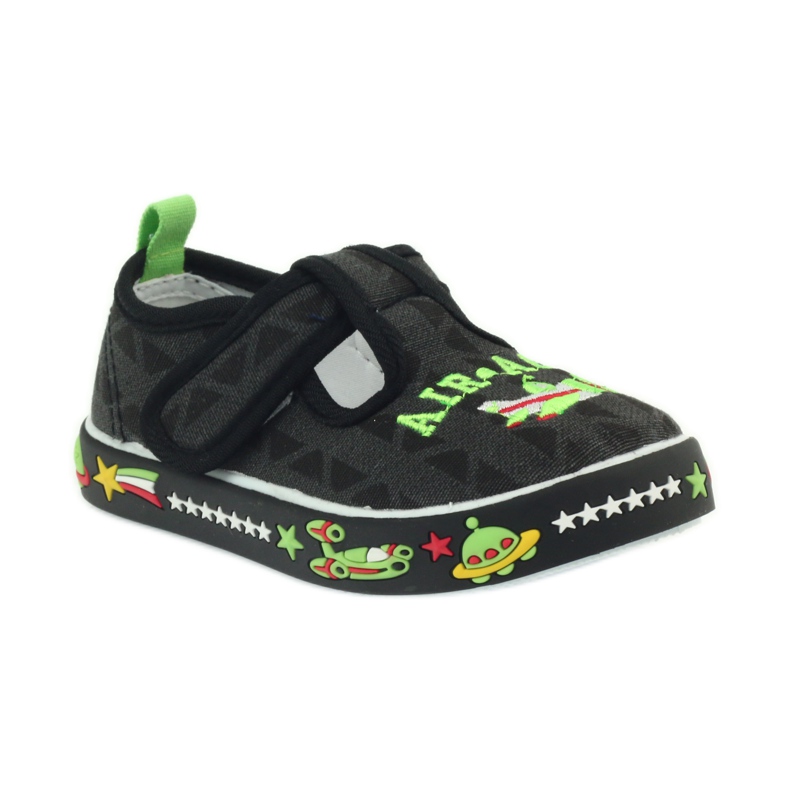 American Club black velcro children's sneakers 207/2018 white green 1