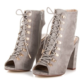 Seastar Open toe suede ankle boots grey 1