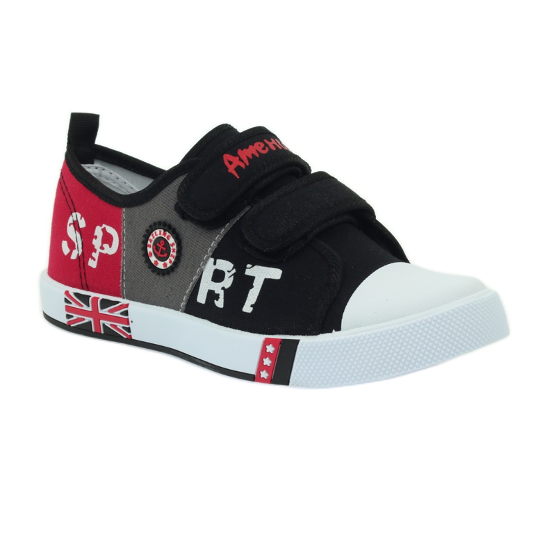 American Club Children's shoes sneakers with the American flag Velcro black white grey red 1 American Club Children's shoes sneakers with the American flag Velcro black white grey red 1