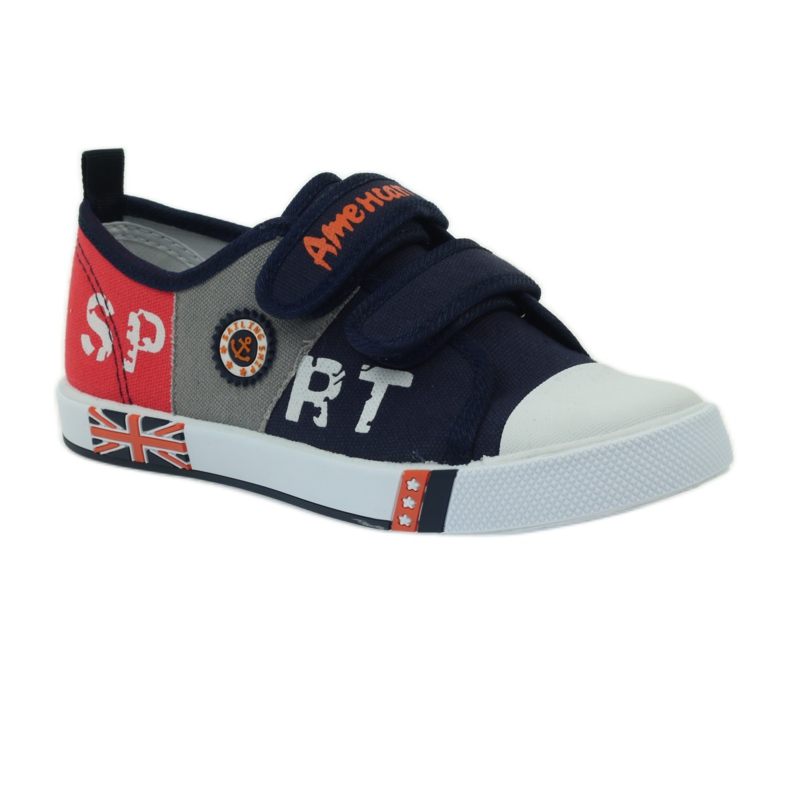American Club Children's shoes sneakers with a flag Velcro American navy blue white orange grey 1 American Club Children's shoes sneakers with a flag Velcro American navy blue white orange grey 1