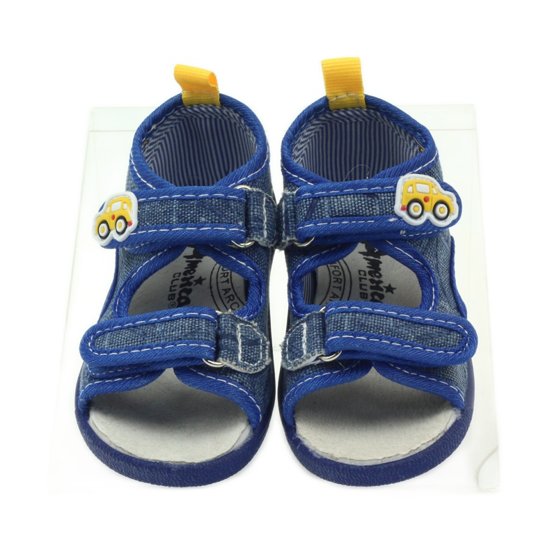 American Club American sandals children's shoes leather insole blue yellow 4
