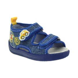 American Club American sandals children's shoes leather insole blue yellow 1