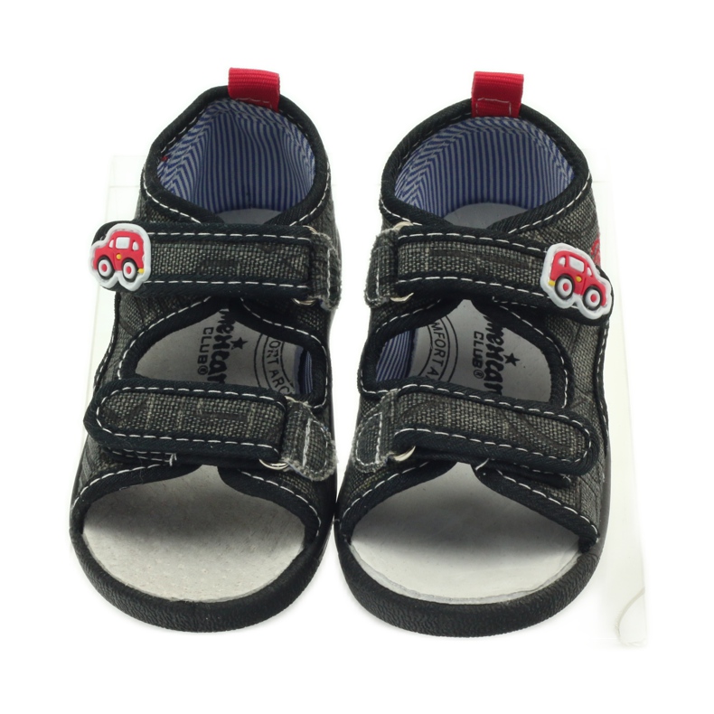American Club American sandals children's shoes leather insole black grey red 4