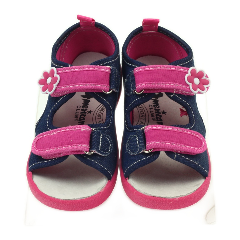 American Club American sandals children's shoes leather insole pink navy blue 4 American Club American sandals children's shoes leather insole pink navy blue 4