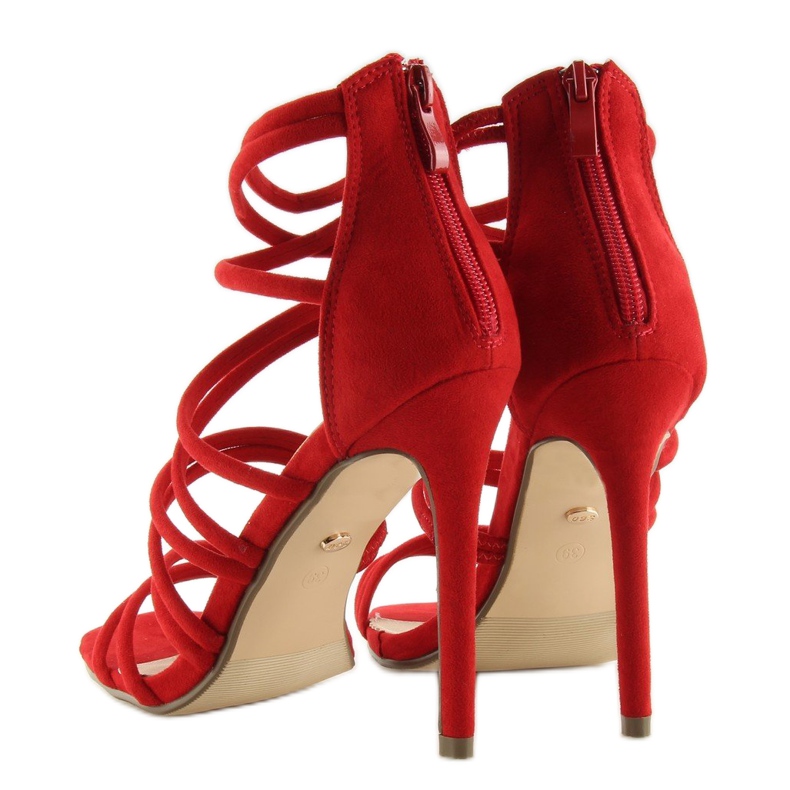Red sandals on a high heel LE039 Red 2