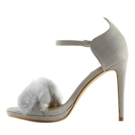 Gray Sandals on a gray L6120 Gray high heel grey 2