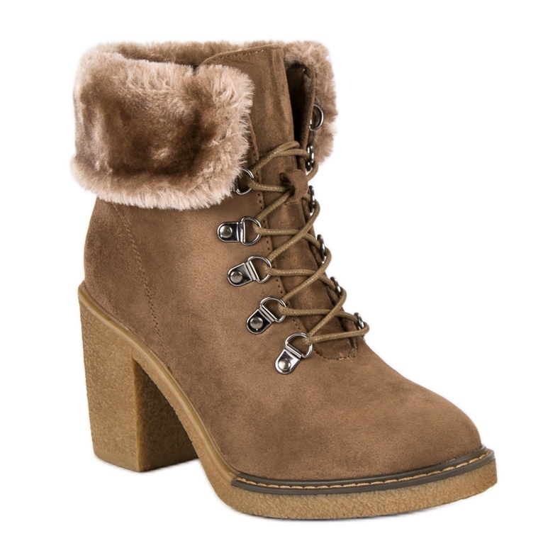 Seastar Lace-up boots with fur brown 1