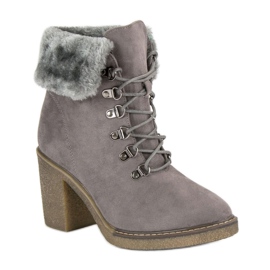 Seastar Lace-up boots with fur grey 1