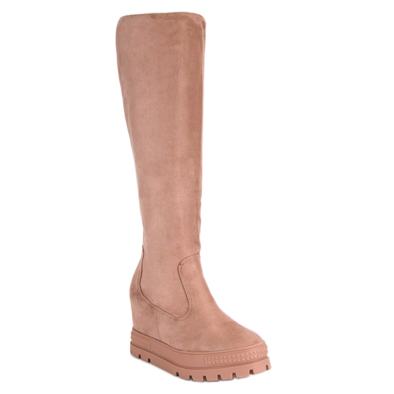 Seastar Suede Wedge Boots pink 1