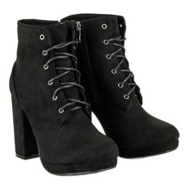 Small Swan Lace-up Booties On A Post black 1