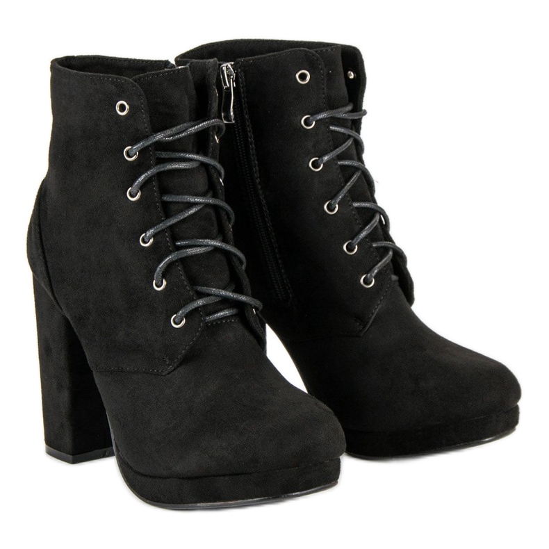 Small Swan Lace-up Booties On A Post black 1
