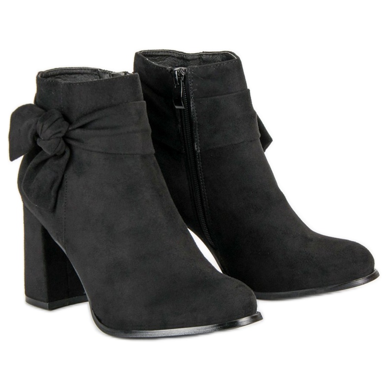 Suede high-heeled ankle boots black 2