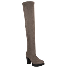 Vinceza Gray suede thigh boots grey 1