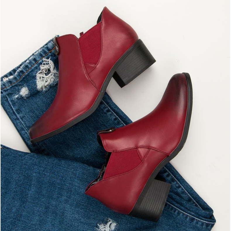 Vinceza Burgundy slip-on boots red 2