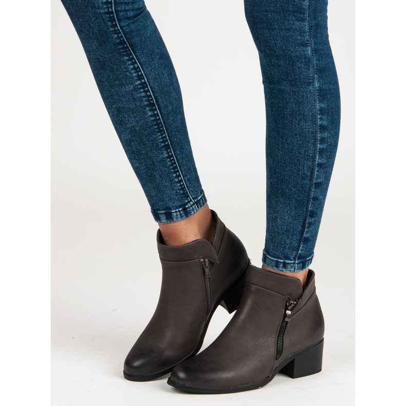 Vinceza Gray boots with a zipper black 1