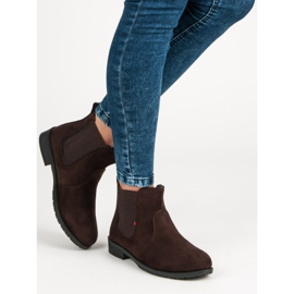 Lady Fashion Slip-on suede ankle boots brown 1 Lady Fashion Slip-on suede ankle boots brown 1