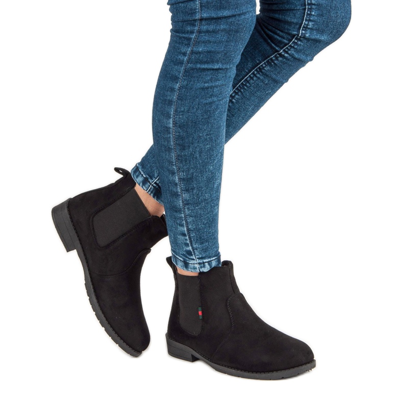 Lady Fashion Slip-on suede ankle boots black 2