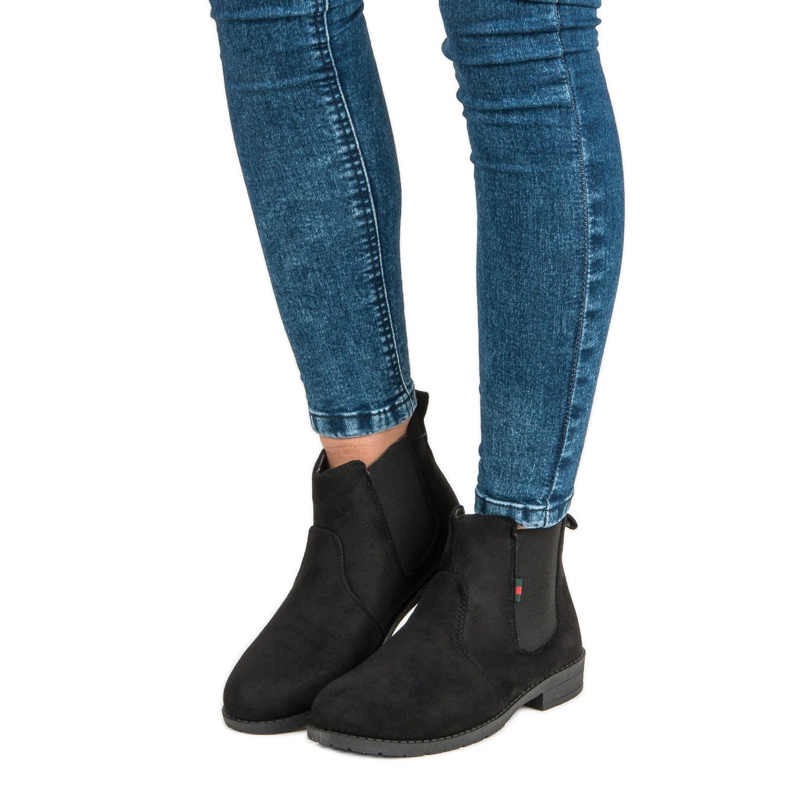 Lady Fashion Slip-on suede ankle boots black 1