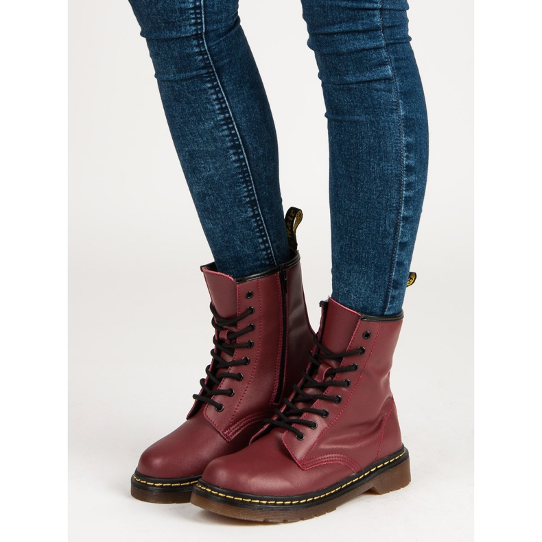 McKey Leather combat boots red 1