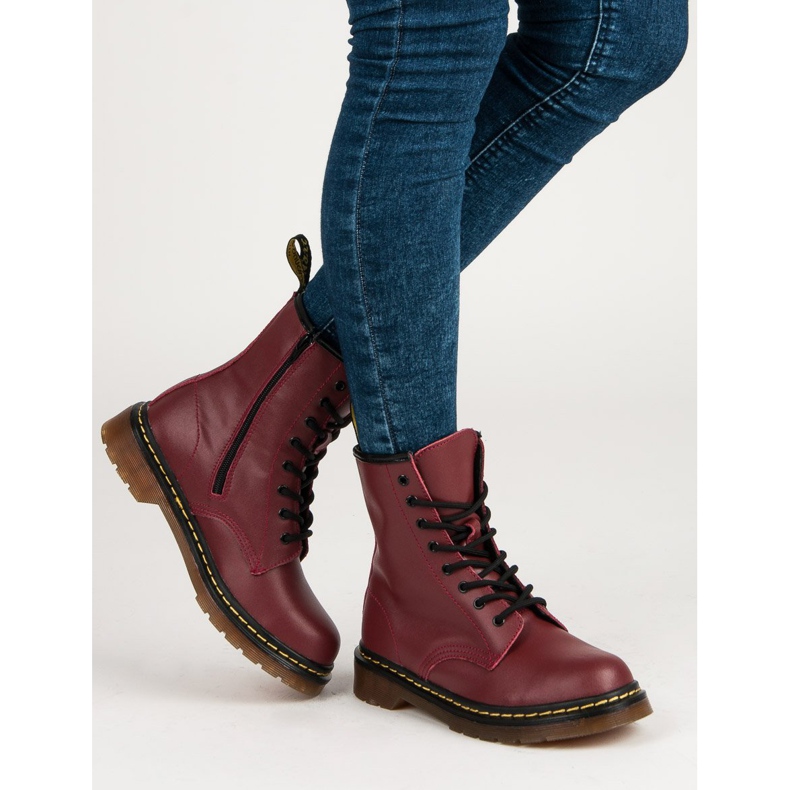 McKey Leather combat boots red 2