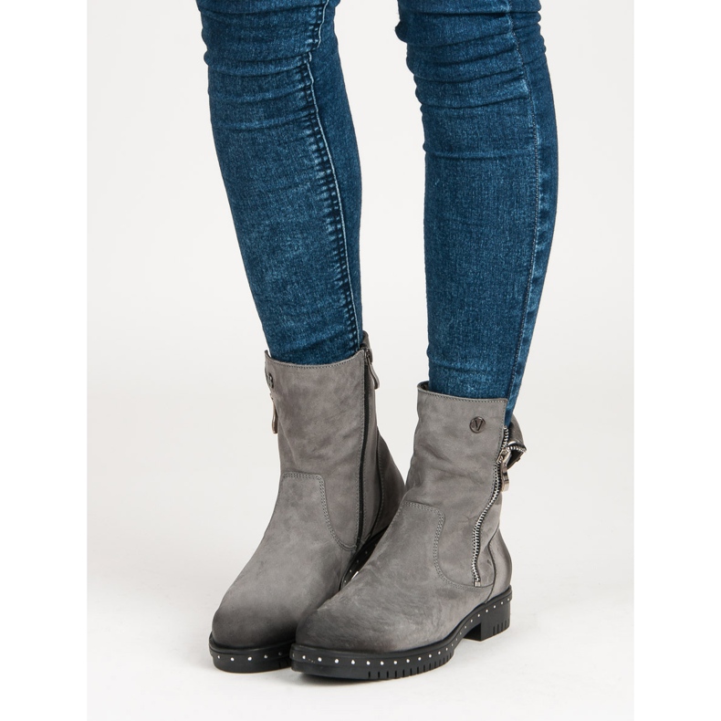 Gray Leather VINCEZA boots grey 1 Gray Leather VINCEZA boots grey 1
