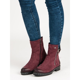 Burgundy leather boots from VINCEZA red 1