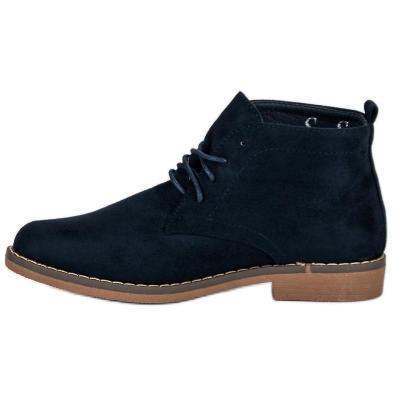 Low tied ankle boots navy blue 1