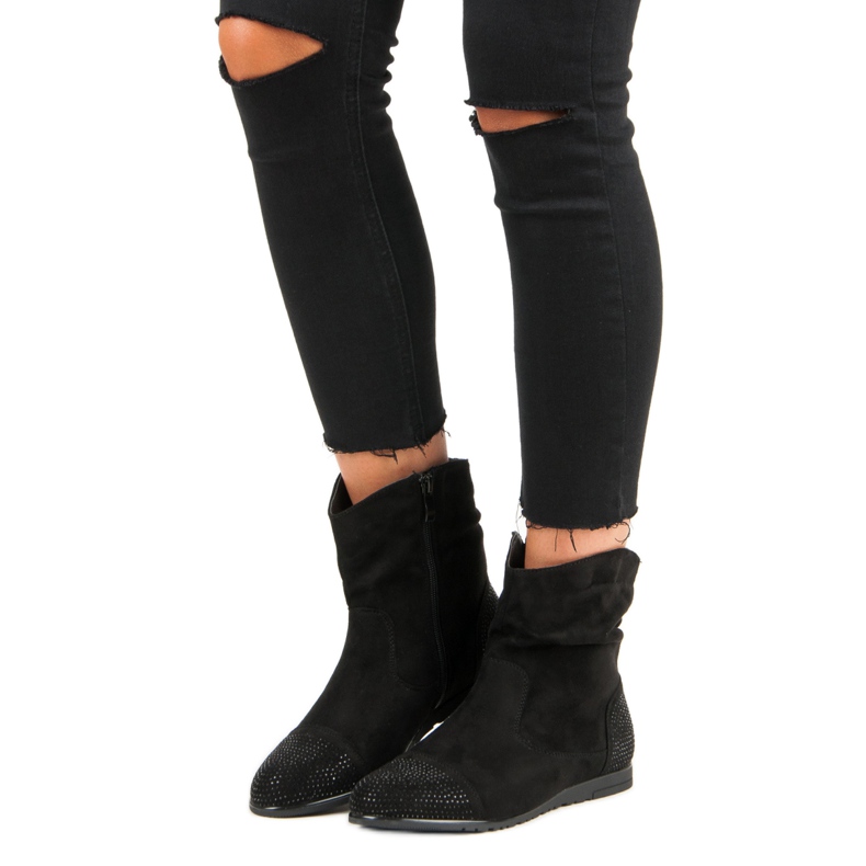 Casual suede ankle boots black 1