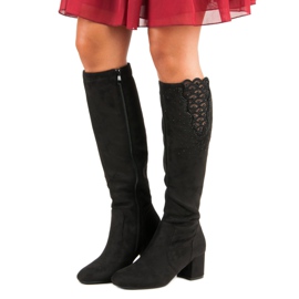 Elegant high-heeled boots black 1