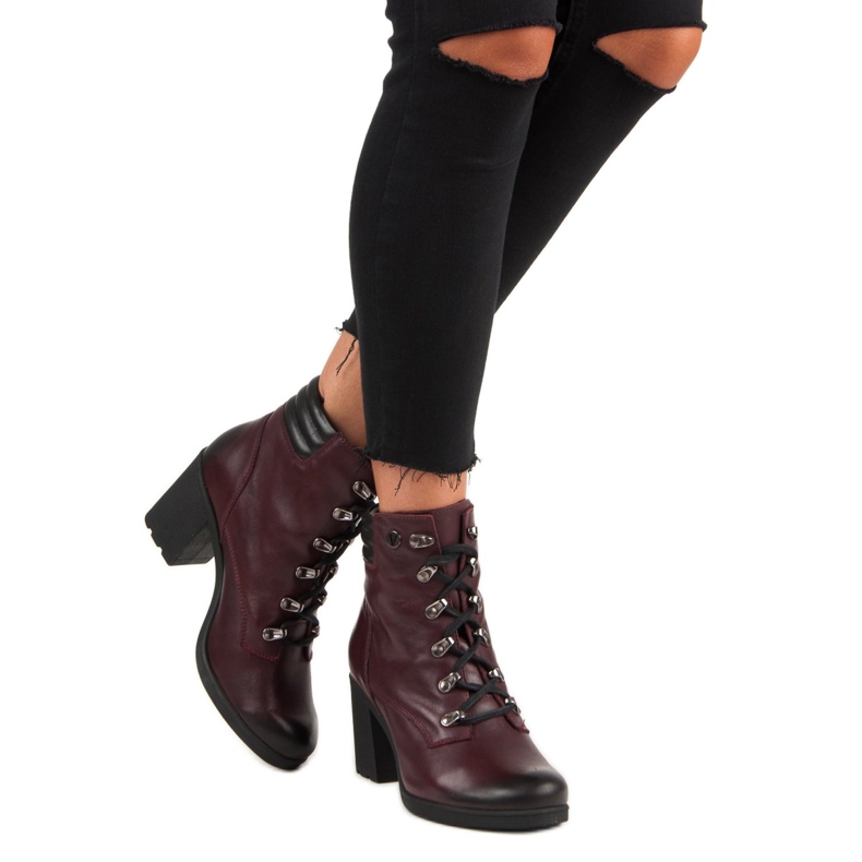 Comfortable VINCEZA high-heeled boots red 2