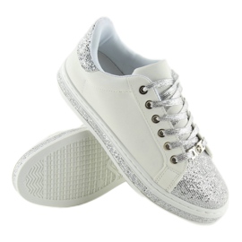 Women's white and silver sneakers BK-81 1