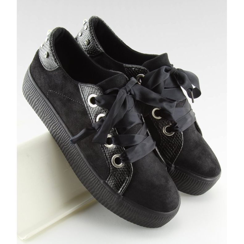 Black women's sneakers BS096 BAS-1 Black 1