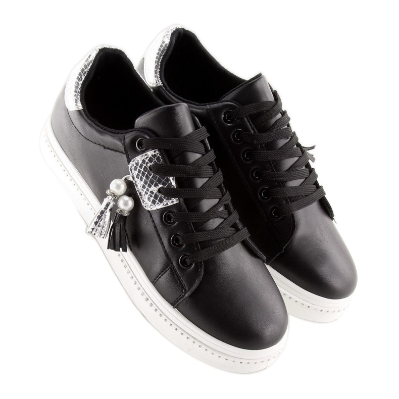 Black women's sneakers 88038 BLACK / WHITE 1