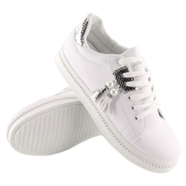 Women's white and silver sneakers 88038 WHITE / SILVER 2