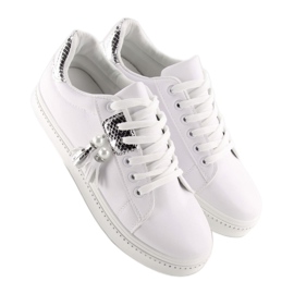 Women's white and silver sneakers 88038 WHITE / SILVER 1