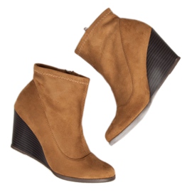 Corina Wedge-heeled suede ankle boots brown 1