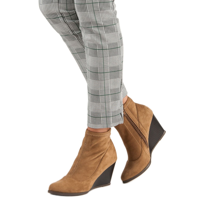 Corina Wedge-heeled suede ankle boots brown 2