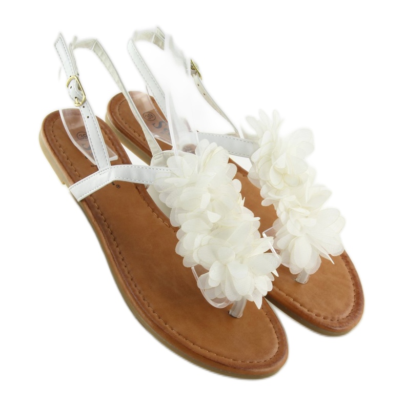 White sandals with flowers CK36P White 1