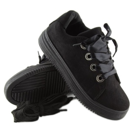 Black sneakers with ribbons H99-23 Black 1