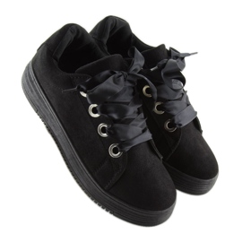 Black sneakers with ribbons H99-23 Black 2