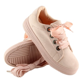 Pink H99-23 Pink sneakers with ribbons 1