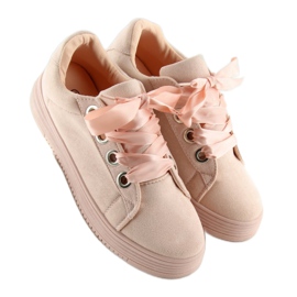 Pink H99-23 Pink sneakers with ribbons 2