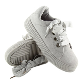 Gray H99-23 Gray sneakers with ribbons grey 1
