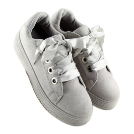 Gray H99-23 Gray sneakers with ribbons grey 2
