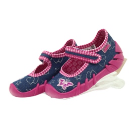 Befado children's shoes 109p164 slippers grey pink navy blue 4