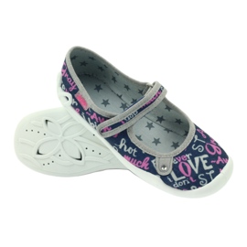 Befado children's shoes ballerina slippers 114y311 navy blue pink grey 3