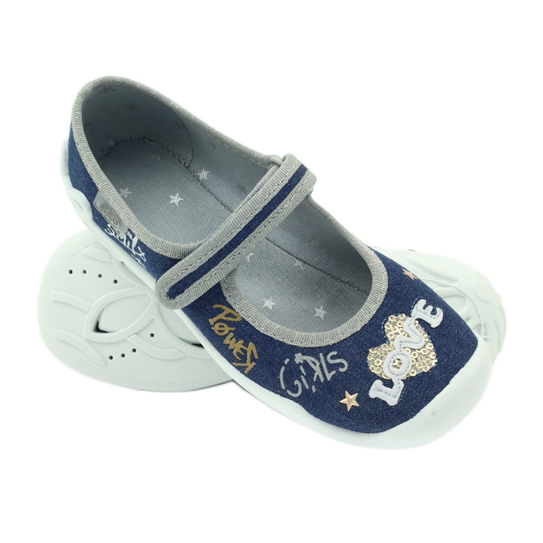 Befado children's shoes ballerinas slippers 114y313 navy blue grey 4 Befado children's shoes ballerinas slippers 114y313 navy blue grey 4