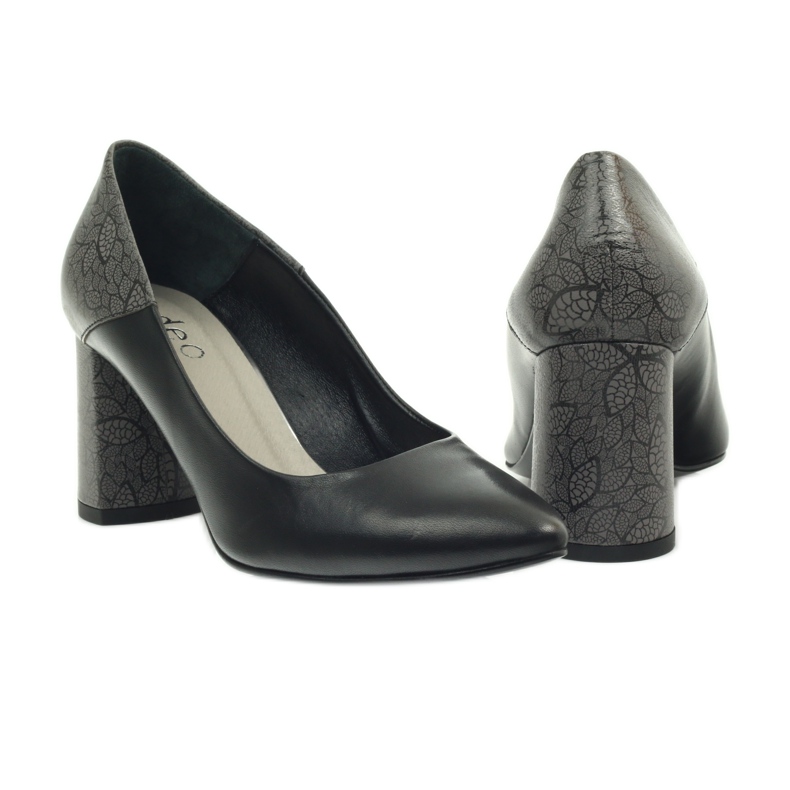 Pumps on the post Edeo 3190A black grey 4