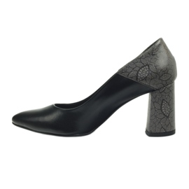 Pumps on the post Edeo 3190A black grey 2