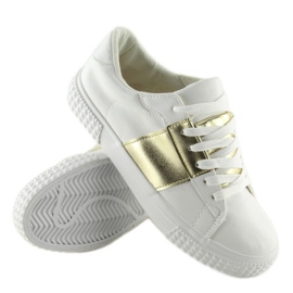 Women's white and gold sneakers M896 WHITE / GOLD yellow 2